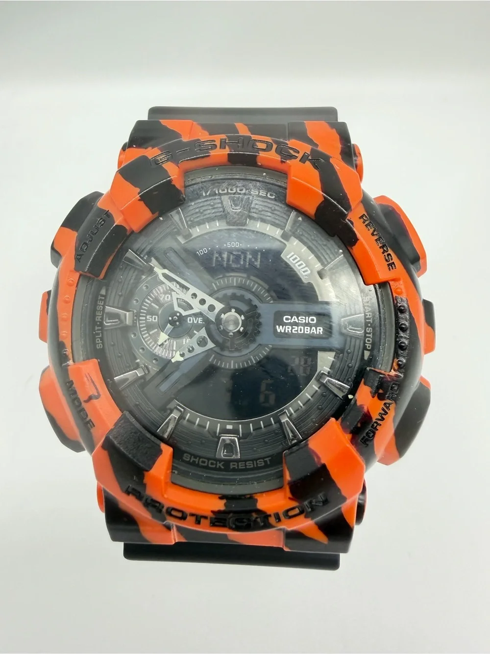 Custom Casio G-Shock GA-110 Orange Black Tiger Camo Art Watch 5146